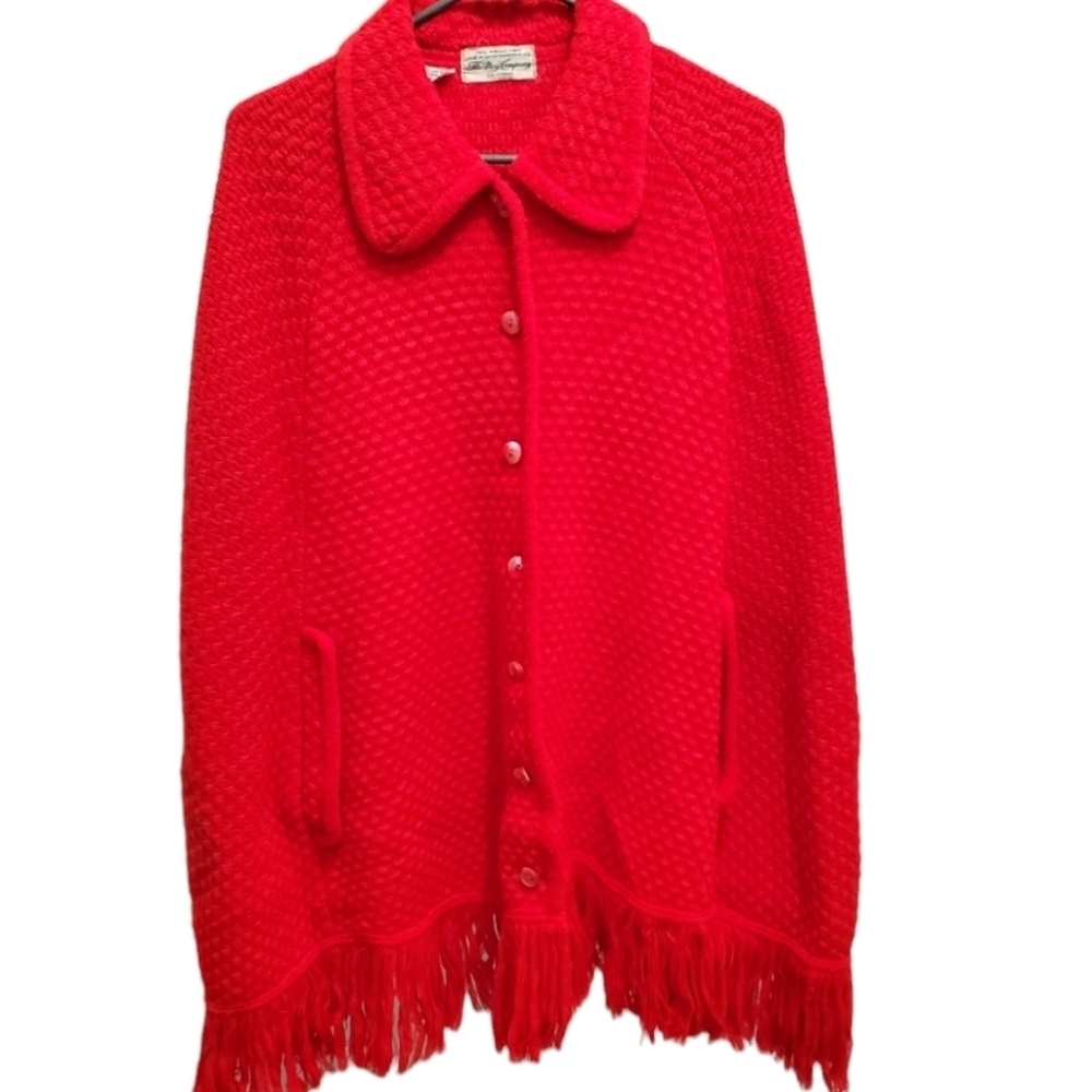 Not For Sale Vintage The May Company Cape Knit Red Made in Japan One Size